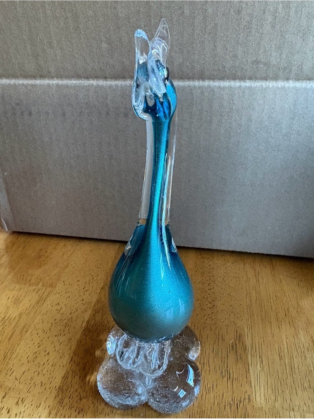 Handblown Teal Glass Bird Sculpture - Decorative Home Art - Picture 3 of 6